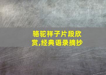 骆驼祥子片段欣赏,经典语录摘抄