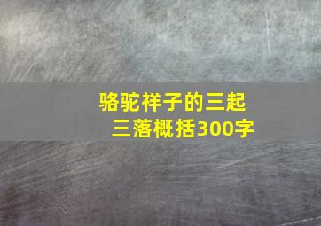 骆驼祥子的三起三落概括300字