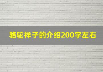 骆驼祥子的介绍200字左右