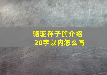 骆驼祥子的介绍20字以内怎么写