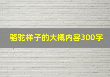 骆驼祥子的大概内容300字