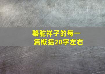 骆驼祥子的每一篇概括20字左右