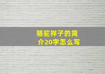 骆驼祥子的简介20字怎么写