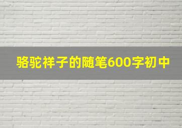 骆驼祥子的随笔600字初中