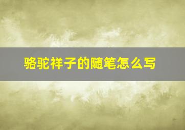 骆驼祥子的随笔怎么写