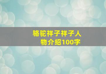 骆驼祥子祥子人物介绍100字