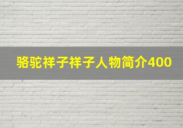 骆驼祥子祥子人物简介400