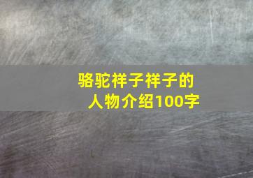 骆驼祥子祥子的人物介绍100字