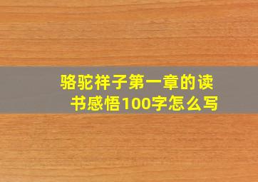 骆驼祥子第一章的读书感悟100字怎么写