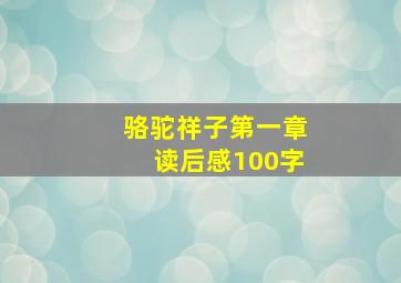 骆驼祥子第一章读后感100字