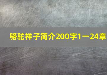 骆驼祥子简介200字1一24章