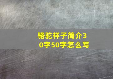 骆驼祥子简介30字50字怎么写