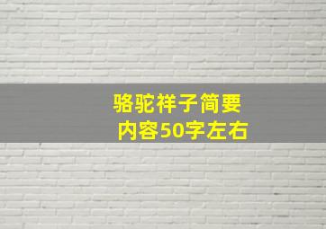 骆驼祥子简要内容50字左右