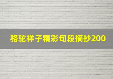 骆驼祥子精彩句段摘抄200