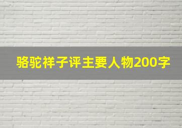 骆驼祥子评主要人物200字