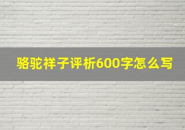 骆驼祥子评析600字怎么写