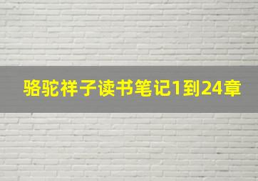 骆驼祥子读书笔记1到24章