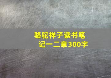 骆驼祥子读书笔记一二章300字