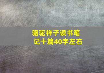 骆驼祥子读书笔记十篇40字左右