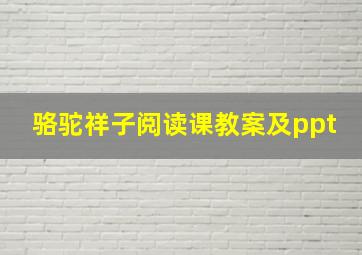 骆驼祥子阅读课教案及ppt