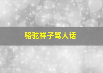 骆驼祥子骂人话