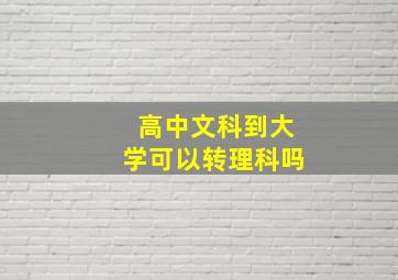 高中文科到大学可以转理科吗