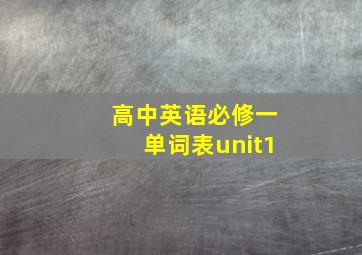 高中英语必修一单词表unit1