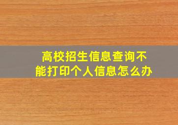 高校招生信息查询不能打印个人信息怎么办