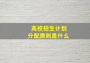 高校招生计划分配原则是什么