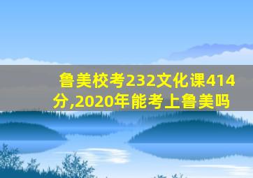 鲁美校考232文化课414分,2020年能考上鲁美吗