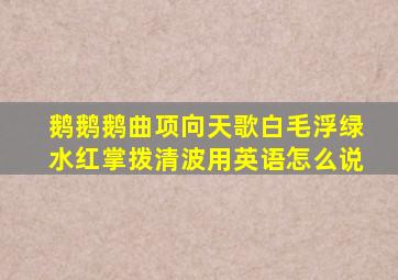 鹅鹅鹅曲项向天歌白毛浮绿水红掌拨清波用英语怎么说