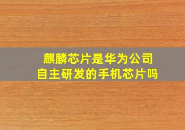 麒麟芯片是华为公司自主研发的手机芯片吗