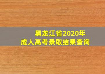 黑龙江省2020年成人高考录取结果查询