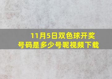 11月5日双色球开奖号码是多少号呢视频下载