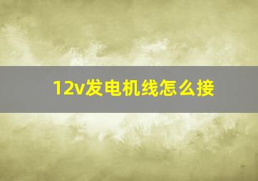 12v发电机线怎么接