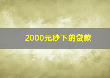 2000元秒下的贷款