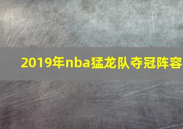 2019年nba猛龙队夺冠阵容