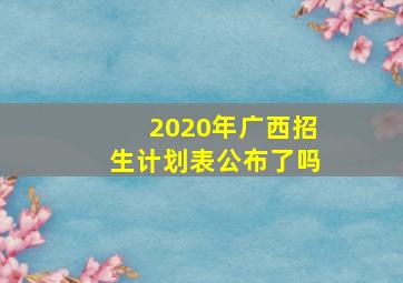 2020年广西招生计划表公布了吗