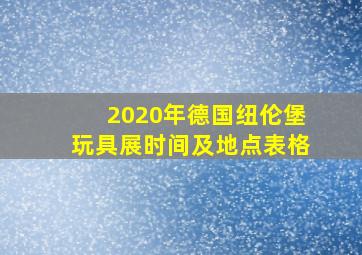 2020年德国纽伦堡玩具展时间及地点表格