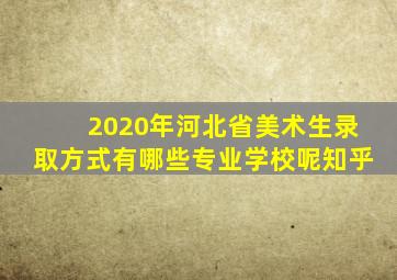 2020年河北省美术生录取方式有哪些专业学校呢知乎