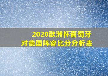 2020欧洲杯葡萄牙对德国阵容比分分析表