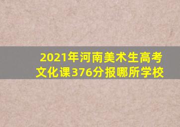 2021年河南美术生高考文化课376分报哪所学校