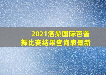 2021洛桑国际芭蕾舞比赛结果查询表最新