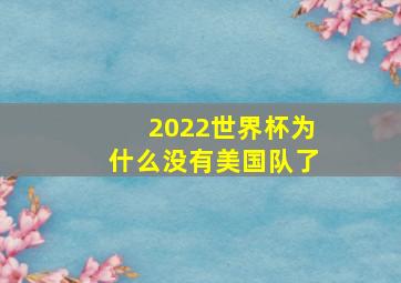 2022世界杯为什么没有美国队了