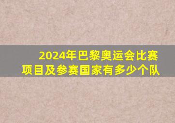 2024年巴黎奥运会比赛项目及参赛国家有多少个队