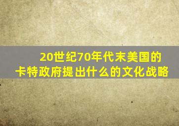 20世纪70年代末美国的卡特政府提出什么的文化战略