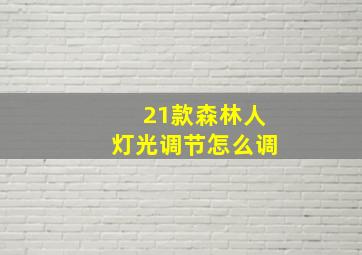 21款森林人灯光调节怎么调