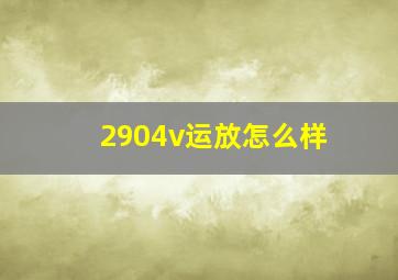 2904v运放怎么样