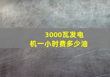 3000瓦发电机一小时费多少油