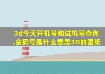 3d今天开机号和试机号查询,金码号是什么意思3D的图纸